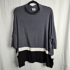 Inoah Oversize Boxy‎ Colorblock Mock Neck Top Women's Small Made In USA Artsy